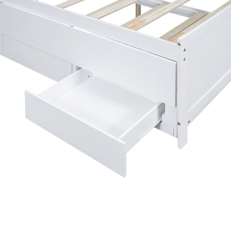 Merax White Platform Bed with LED Headboard, Trundle & Drawers image number 6