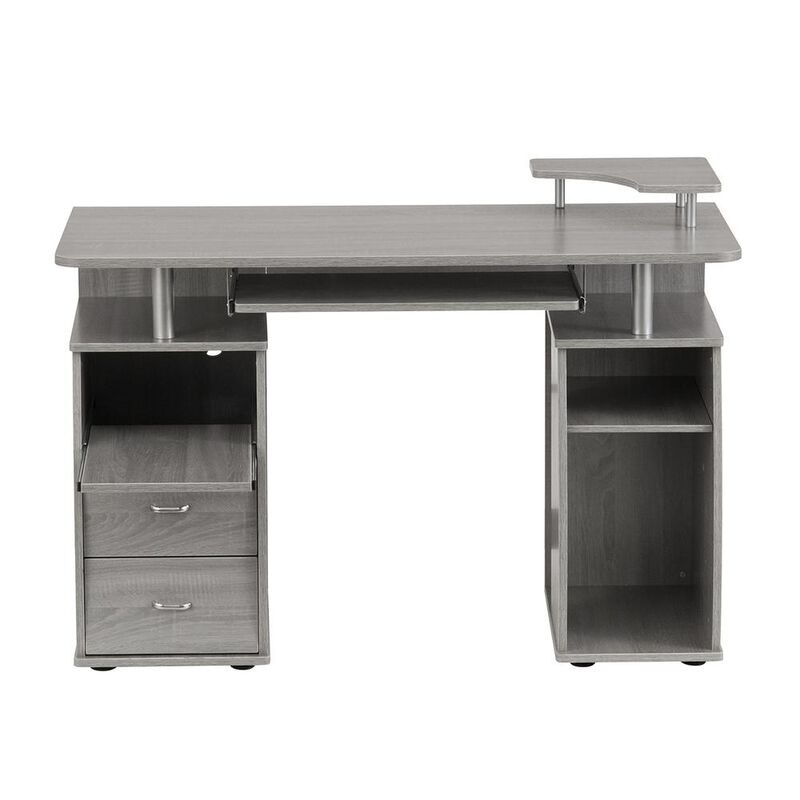 Complete Computer Workstation Desk With Storage, Gray