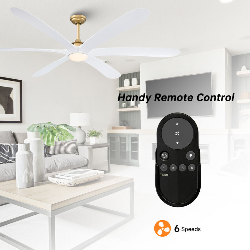 72 in. Gold Reversible 6-Speed Ceiling Fan with Light and Remote
