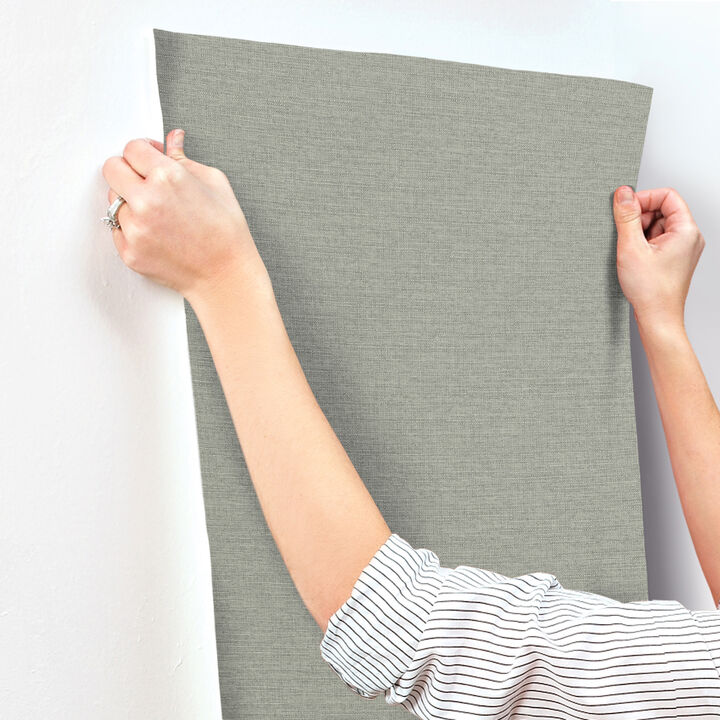 Terrene Moss Faux Linen Wallpaper