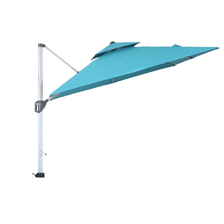 MONDAWE 10ft 2-Tier Square Cantilever Outdoor Patio Umbrella with Included Cover