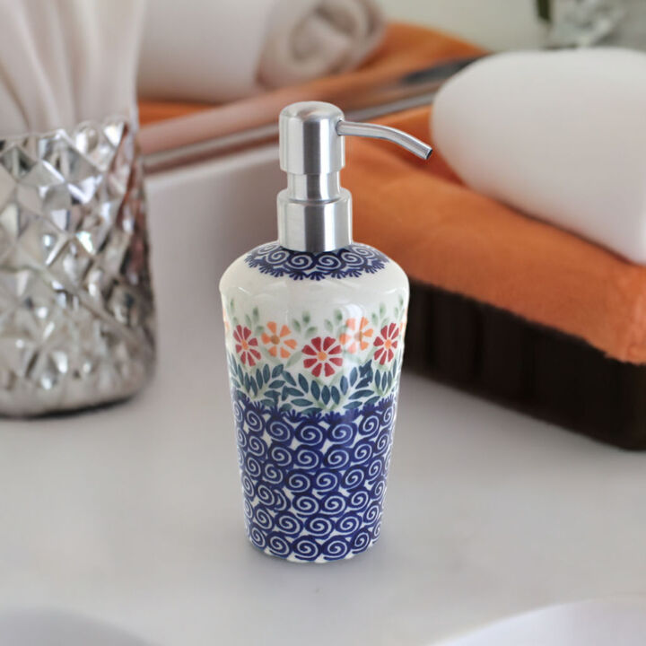 Blue Rose Polish Pottery Periwinkle Soap Dispenser