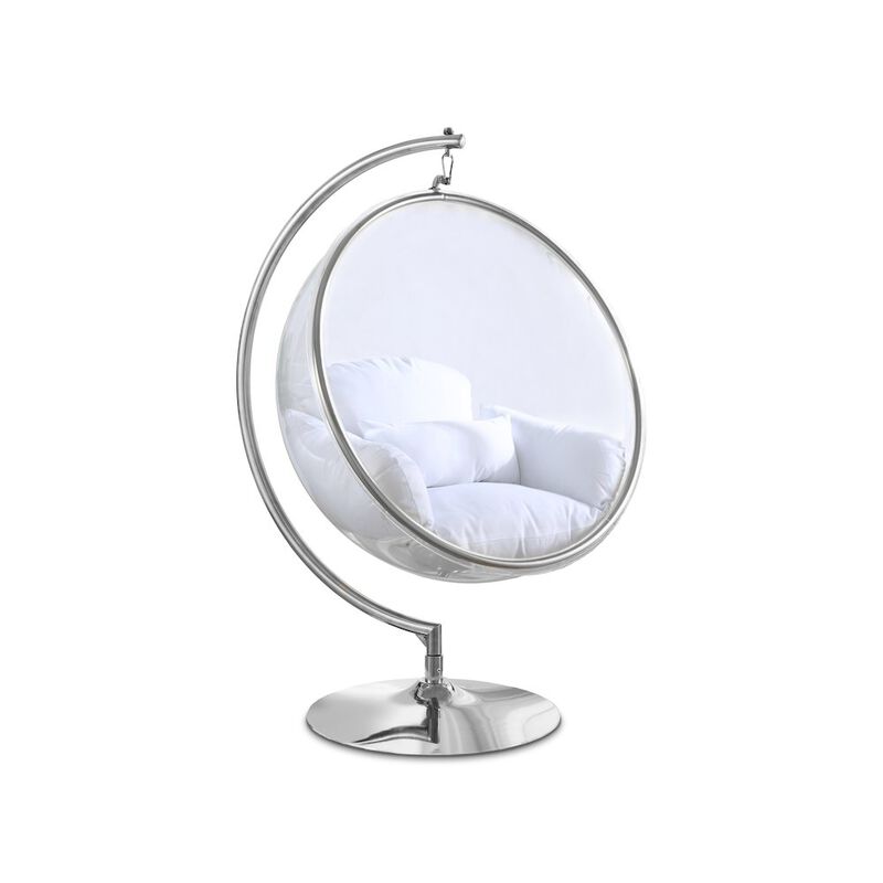 Meridian Furniture Luna White Durable Fabric Acrylic Swing Chair