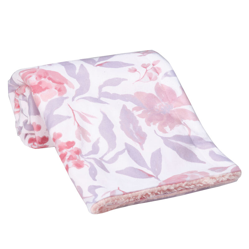 Bedtime Originals Lavender Floral Pink/Purple Soft Fleece Baby Blanket