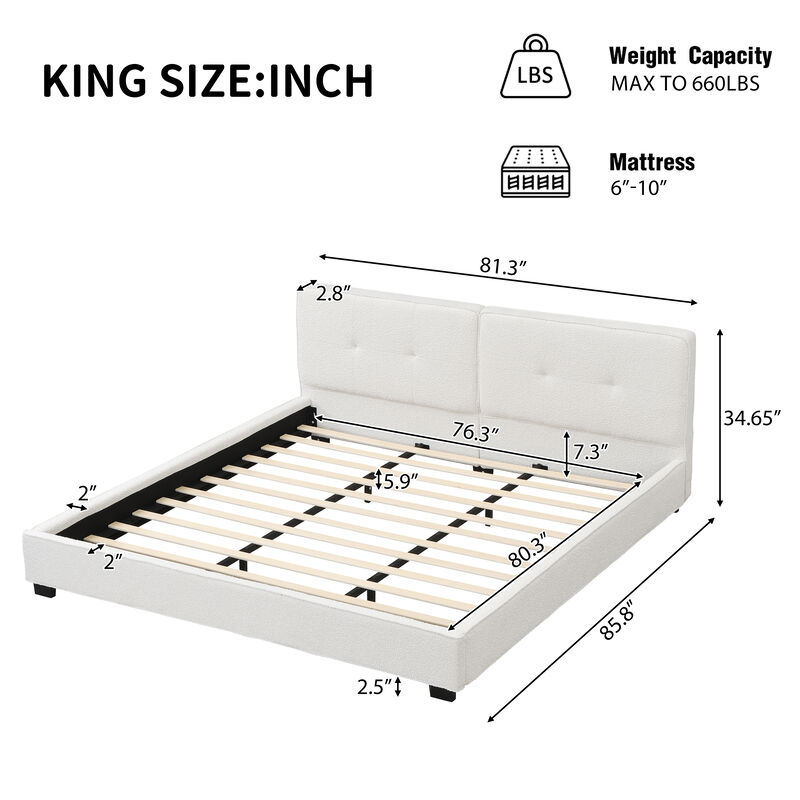 Merax Modern Platform Bed with Plush Velvet Upholstery & Tufted Headboard