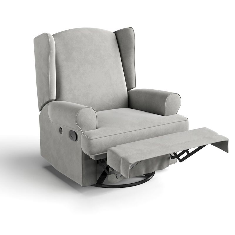 Storkcraft Serenity Wingback Upholstered Recliner Glider - Steel