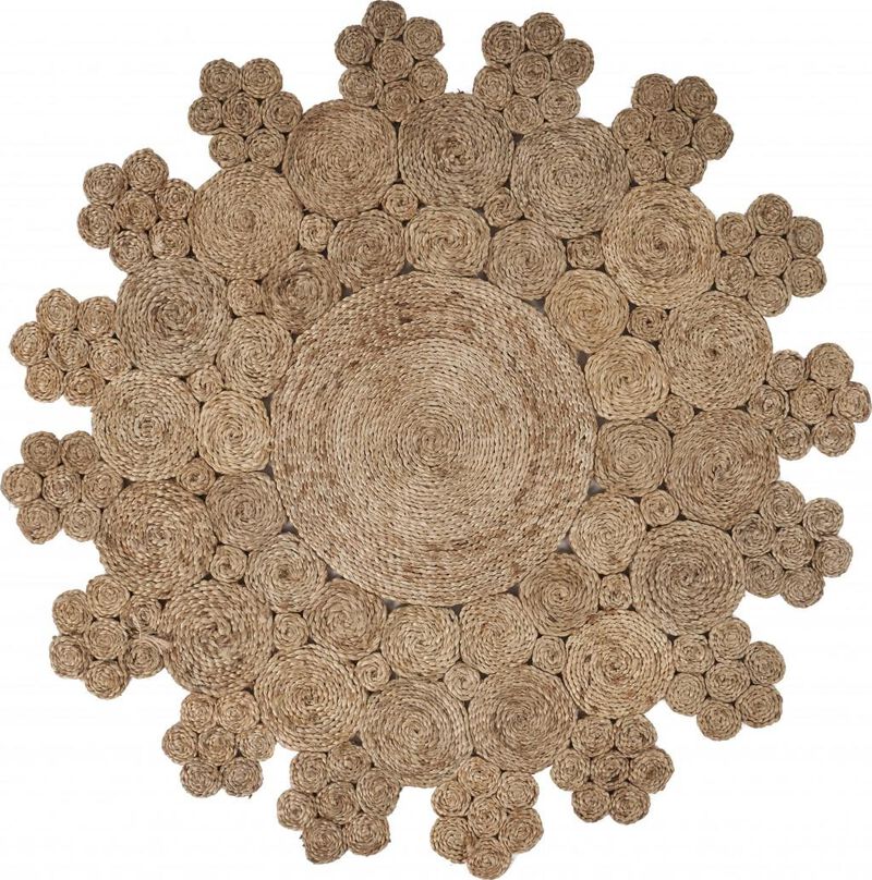 HomeRoots Jute Abstract Geometric Hand Braided Area Rug image number 0
