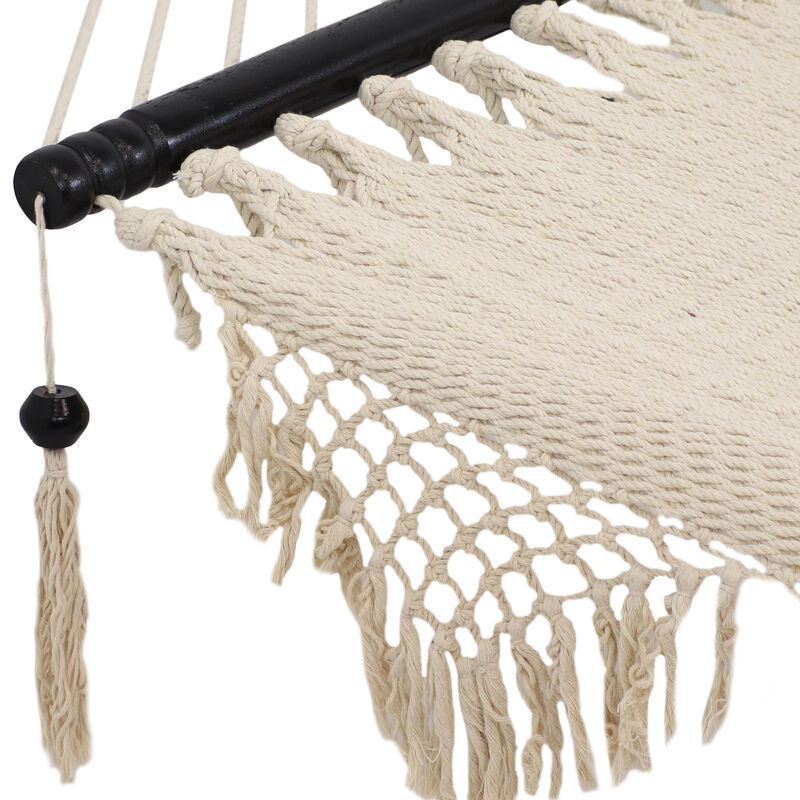 Sunnydaze 2-Person Woven Hammock with Spreader Bars and Fringe