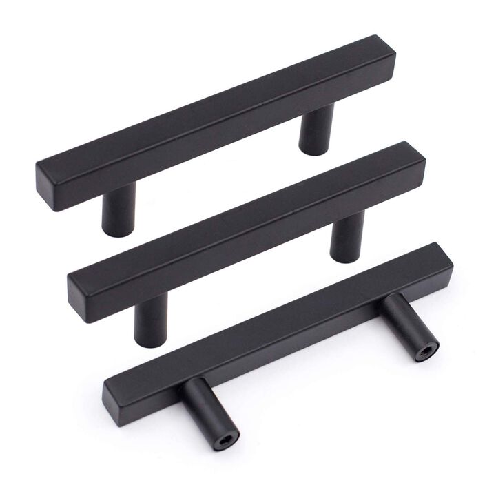 goldenwarm 3in Cabinet Pulls Black Kitchen Cabinet Handles Modern Drawer Pulls Square Bar Pulls for Dresser and Cupboard Stainle