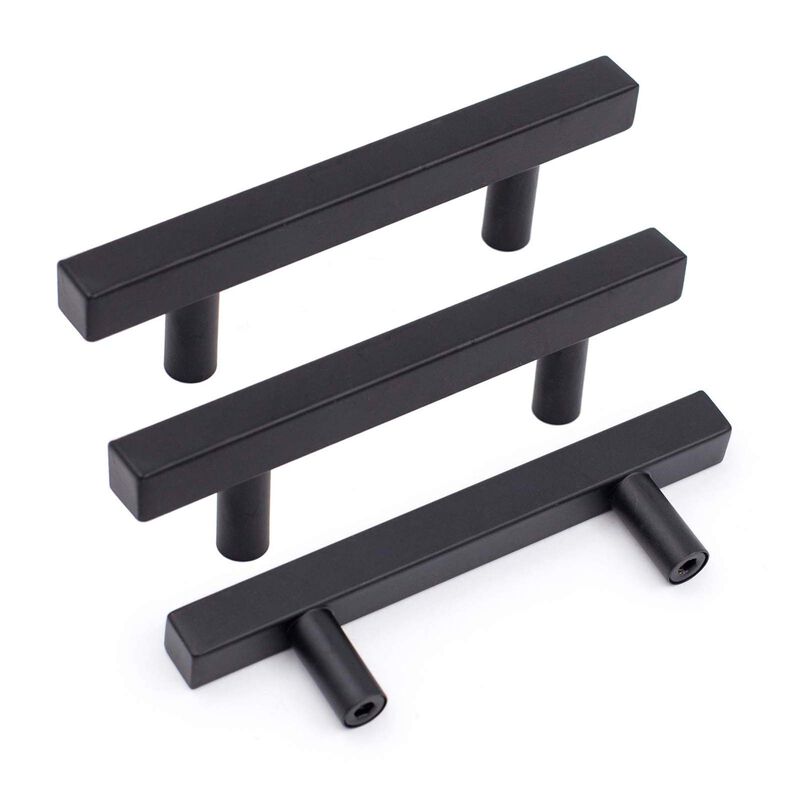 goldenwarm 3in Cabinet Pulls Black Kitchen Cabinet Handles Modern Drawer Pulls Square Bar Pulls for Dresser and Cupboard Stainle