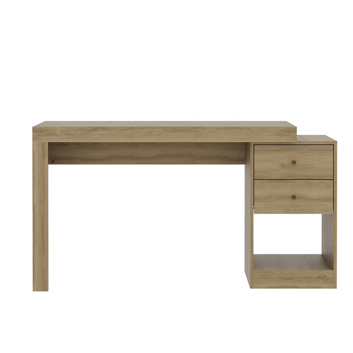 HomeRoots 58" White Wood Pedestal Writing Desk With Two Drawers
