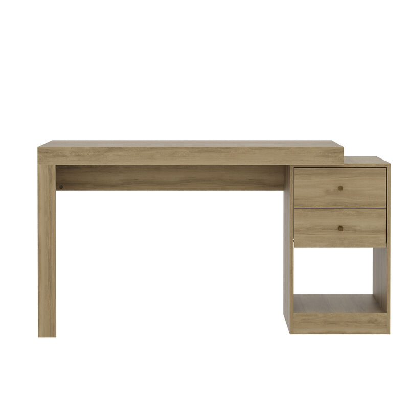 HomeRoots 58" White Wood Pedestal Writing Desk With Two Drawers image number 0