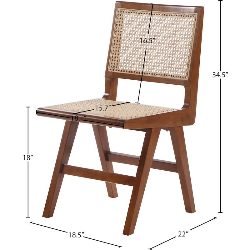 Meridian Furniture Preston Walnut Wood Dining Side Chair, Set of 2