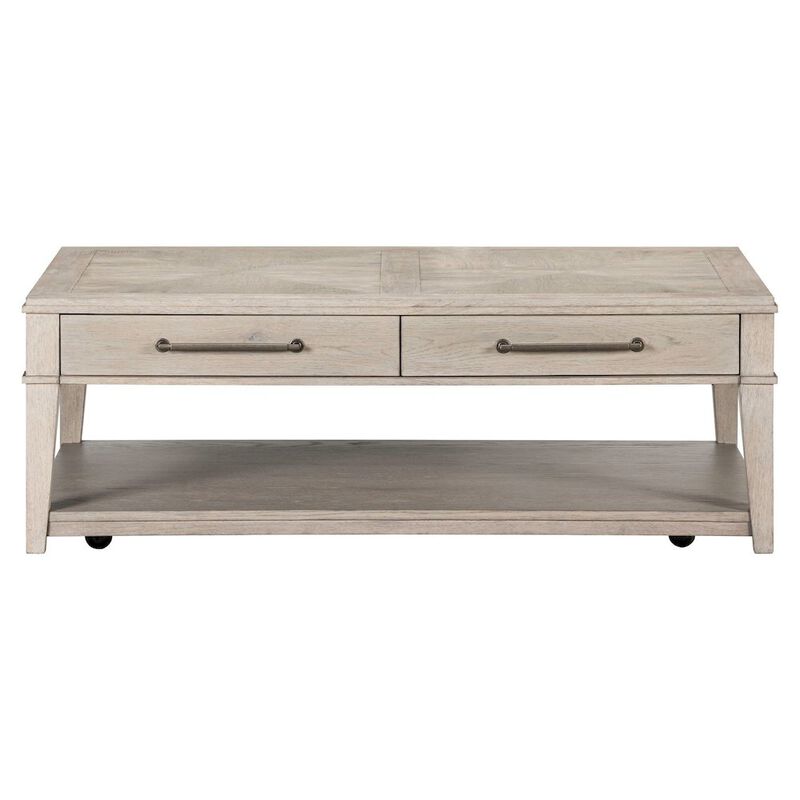 Liberty Furniture Rectangular Drawer Cocktail Table for Living Room - Sanctuary White Oak Wood image number 2