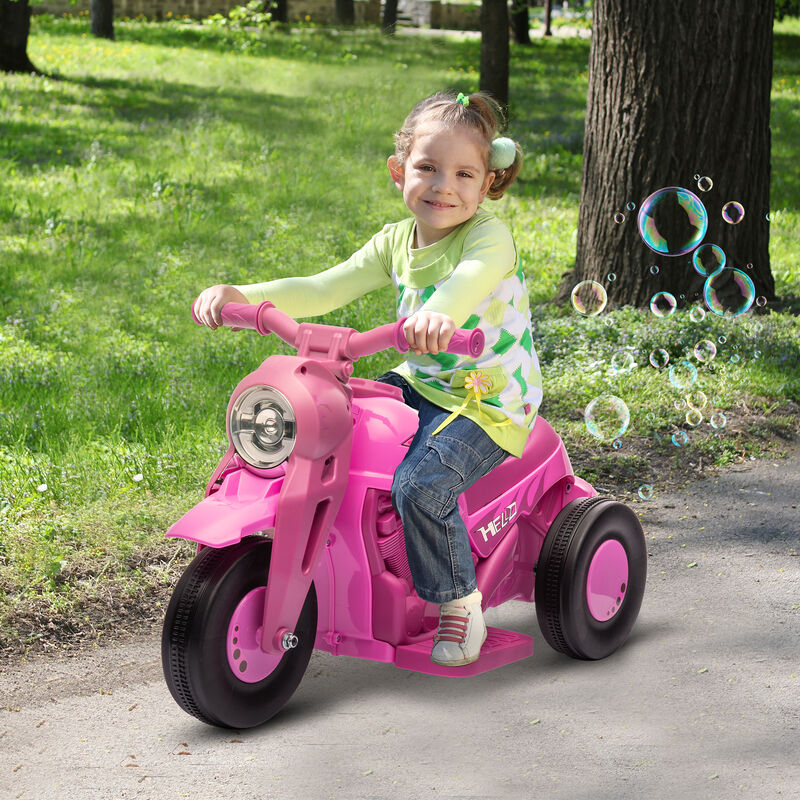 BreeBe Ride On Motorcycle, 6V Ride on Bubble Car, 3 Wheeled Electric Motorcycle for Kids w/ LED Headlight, Music image number 1