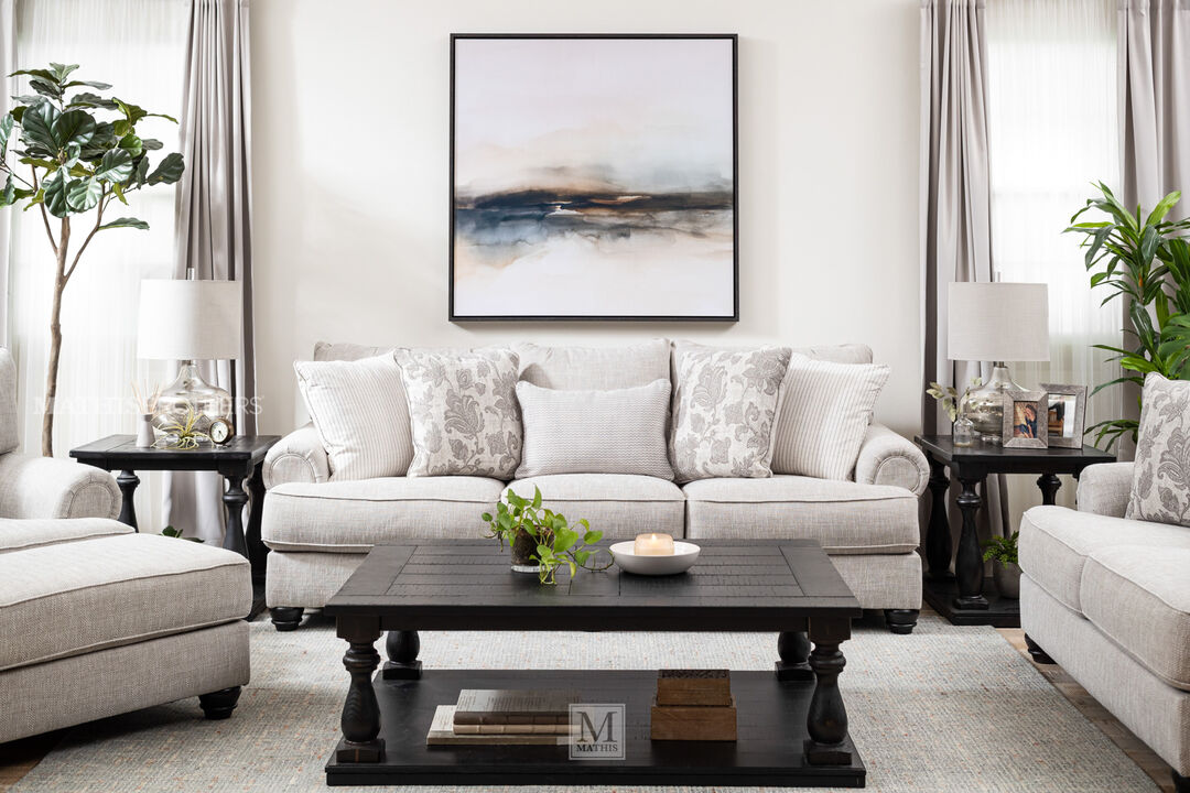 Asanti Sofa, t-cushion fabric couch, neutral beige
