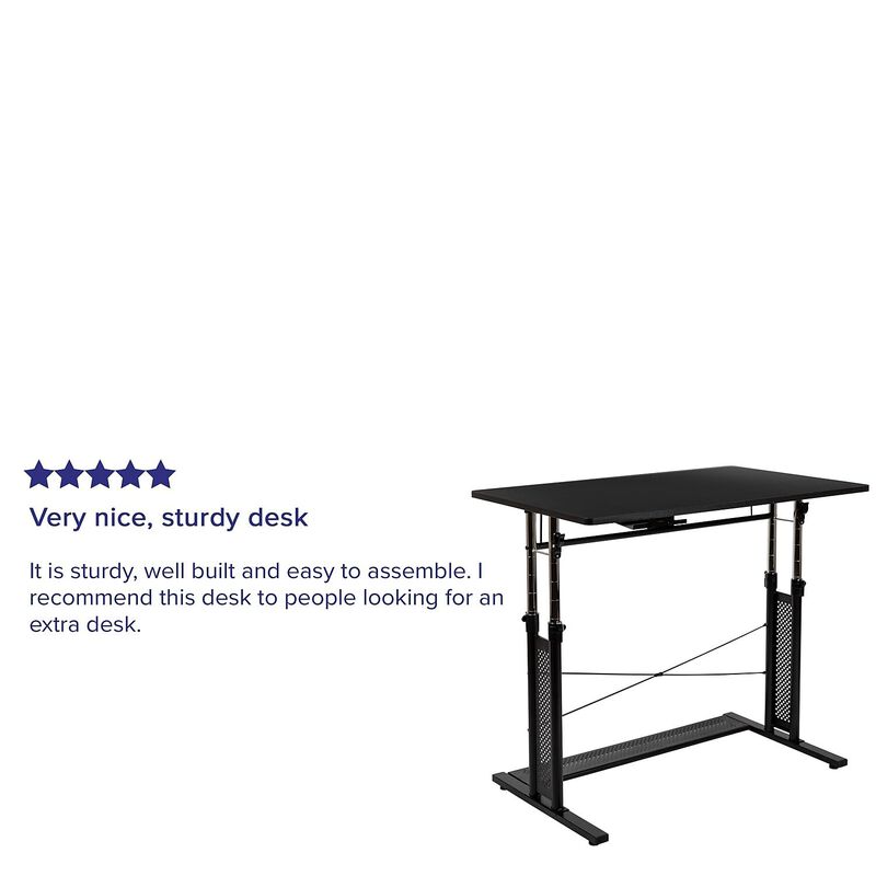 Flash Furniture Fairway Height Adjustable (27.25-35.75"H) Sit to Stand Home Office Desk - Black