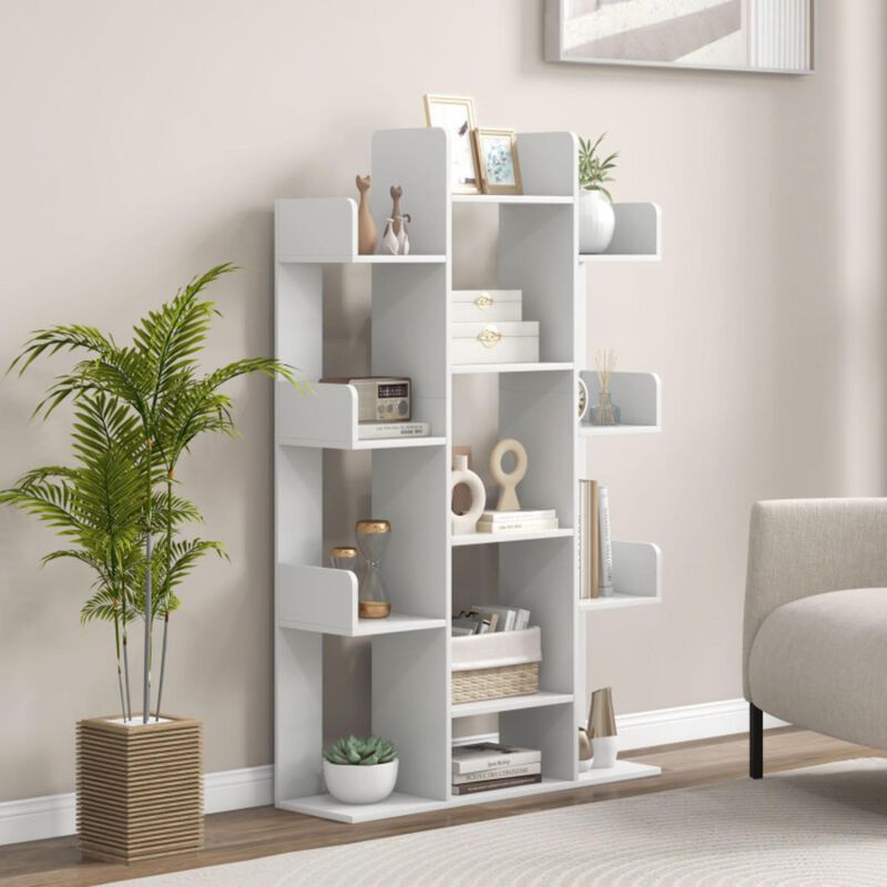Hivvago Tree-Shaped Bookshelf with 13 Compartments for Home Office
