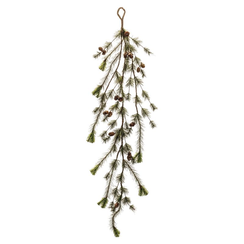 Set of 2 Pine and Pinecone Christmas Garlands – 6ft Each Faux Greenery for Winter Mantel, Banister, or Entryway Decor