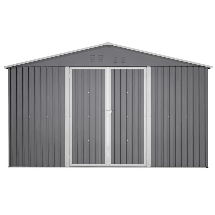 11x13 FT Metal Storage Shed with Reinforced Floor Frame