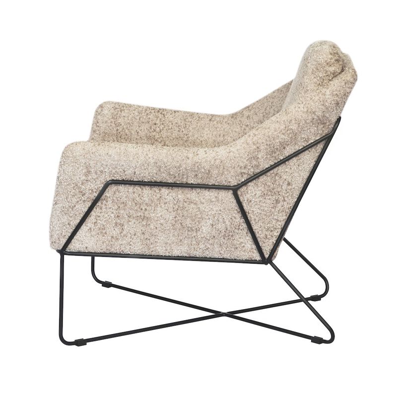 Emilia Lounge Chair in Beige Boucle Fabric