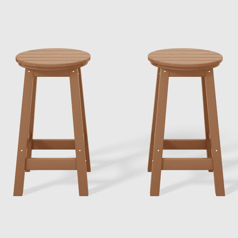 WestinTrends 24" HDPE Outdoor Patio Round Counter Height Bar Stool Set of 2