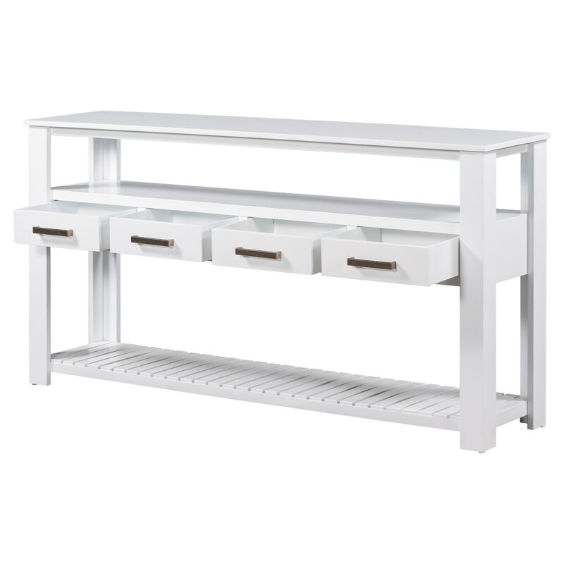 62.2" Modern Console Table Sofa Table for Living Room with 4 Drawers and 2 Shelves