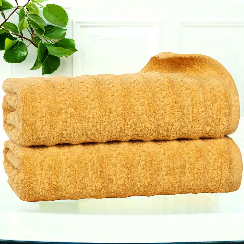 Set of 2 Zero Twist Cotton Waffle Textured Absorbent Bath Sheets image number 1