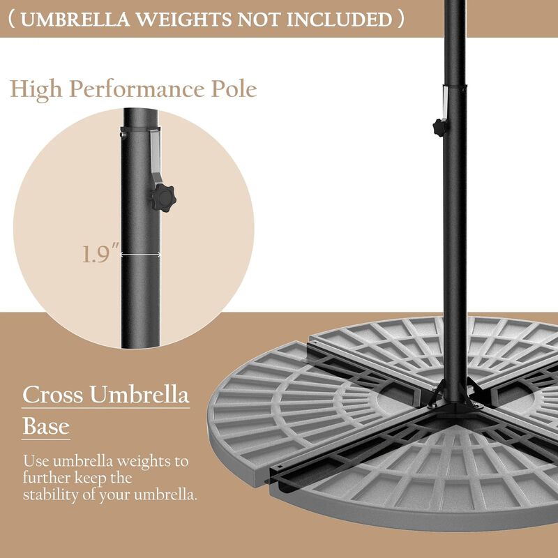 Mondawe 10 Feet Patio Umbrella with Crank and Solar LED Lights