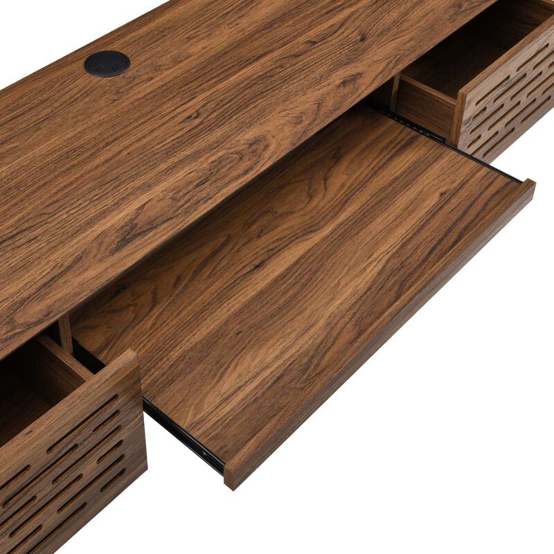 Modway Merit 60" Modern Wood Wall-Mount Design Office Desk in Walnut image number 7
