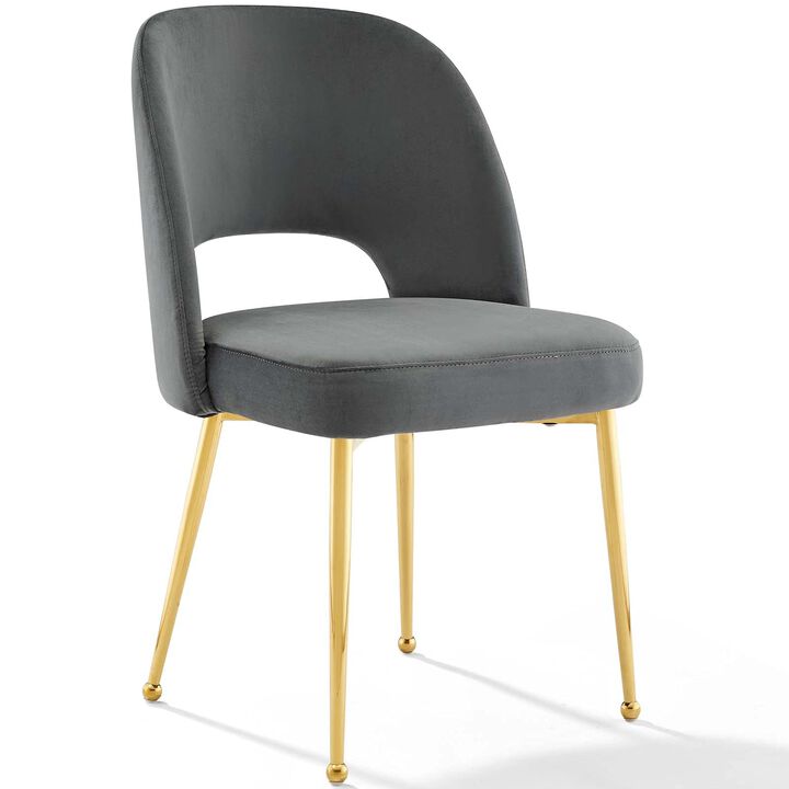 Modway Rouse Performance Velvet Dining Side Chair in Charcoal