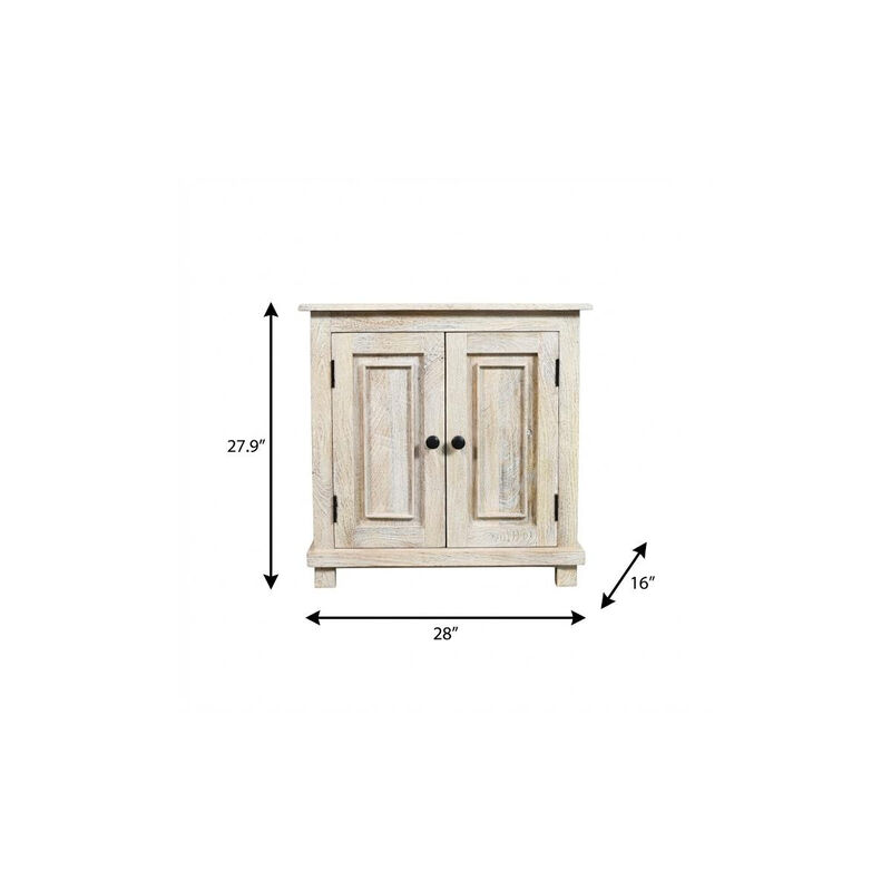HomeRoots 28" Distressed White Solid Wood Nightstand With Storage image number 6