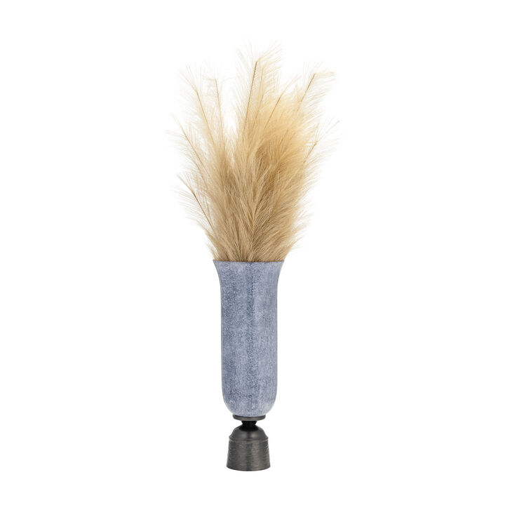 16" Glass Vase W/Metal Base