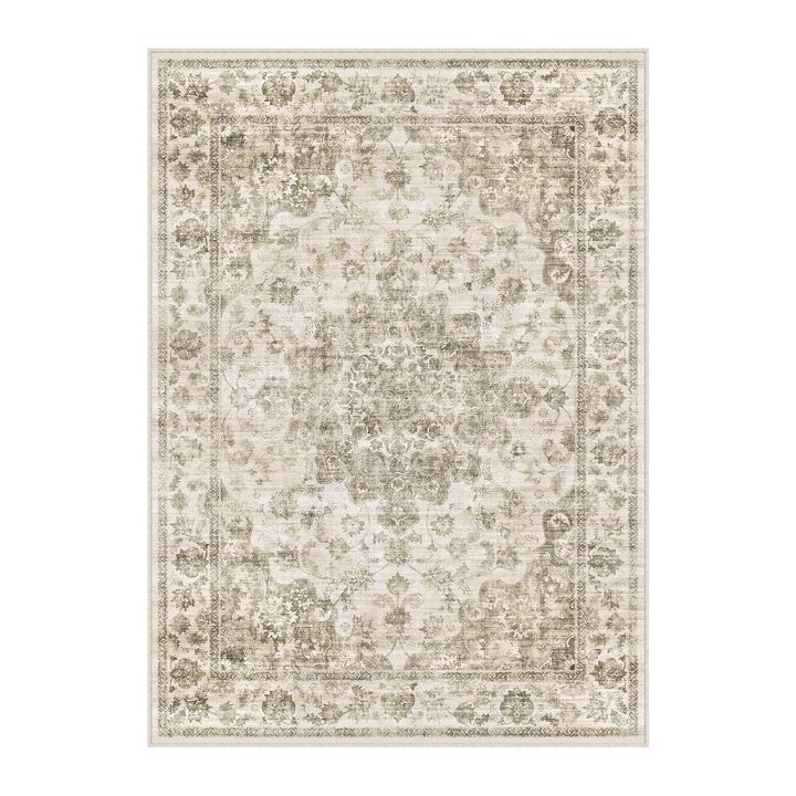HomeRoots Floral Medallion Washable Area Rug