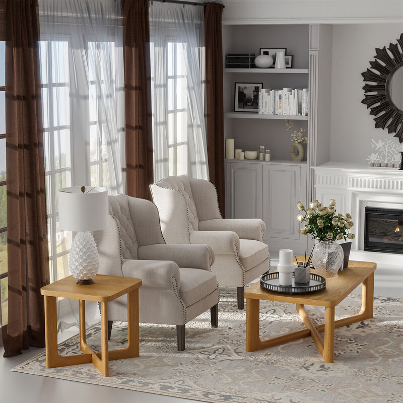 Aydan 24 in. Walnut Color Square Solid Wood Oak Coffee Table Side Table