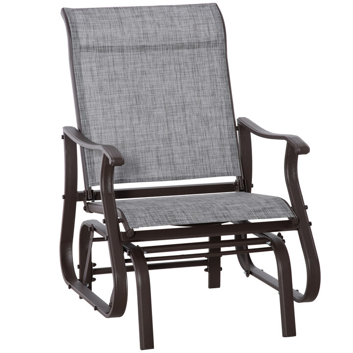 Outsunny Outdoor Glider Chair, Gliders for Outside Patio with Steel Frame and Mesh Fabric for Backyard, Garden, and Porch, Gray