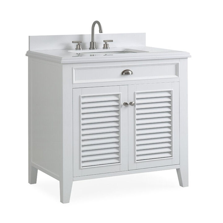 36 Inch Contemporary Style White Kalani Bathroom Vanity