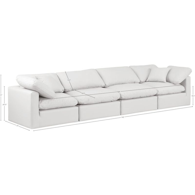 Meridian Furniture Indulge Cream Vegan Leather Modular Sofa