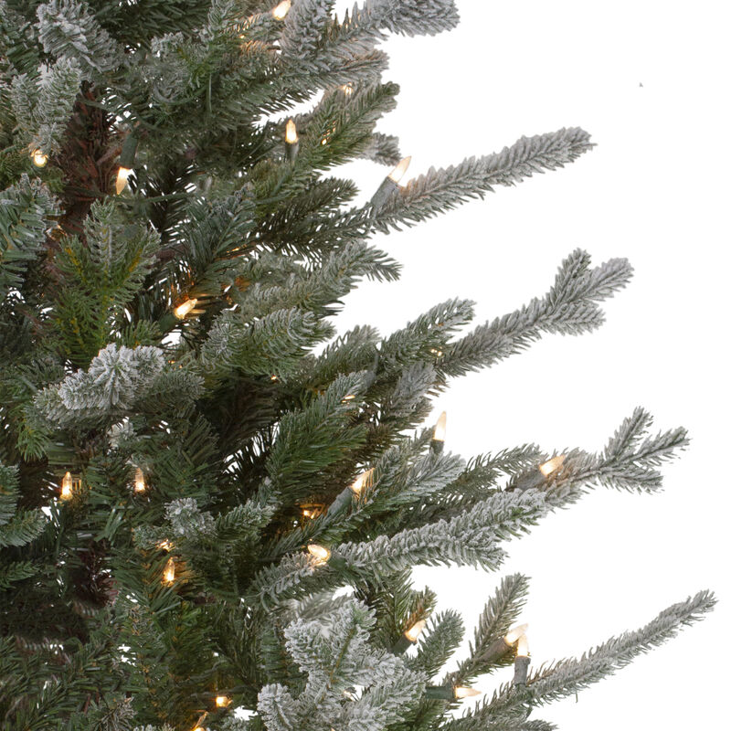 6.5ft Pre-Lit Flocked Little River Fir Artificial Christmas Tree - Clear Lights