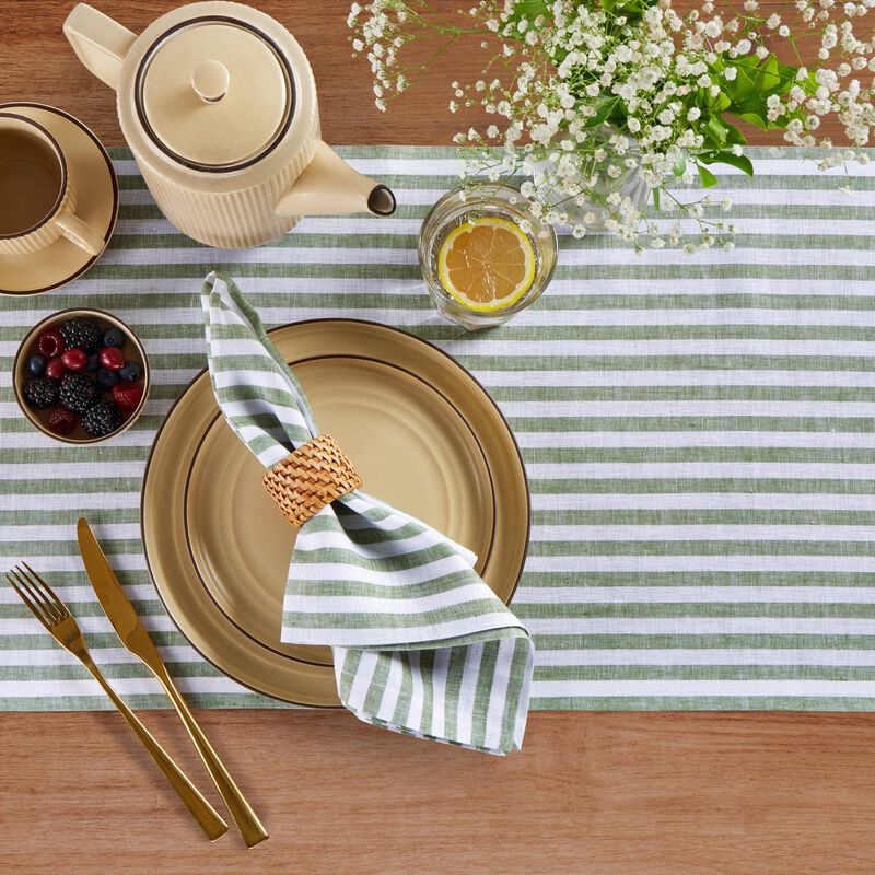 Solino Home Amalfi Stripe 100% Linen Table Runner &ndash; Handcrafted, Machine Washable, Perfect for Holiday and Everyday Dining