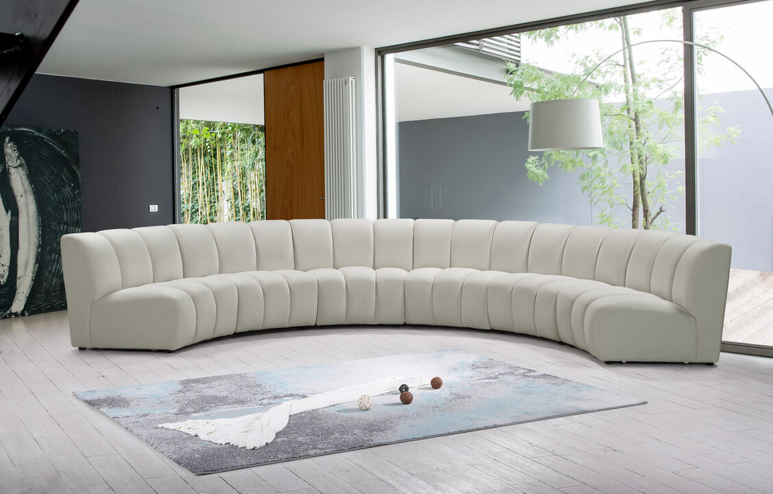Meridian Furniture Infinity Cream Velvet 6pc. Modular Sectional