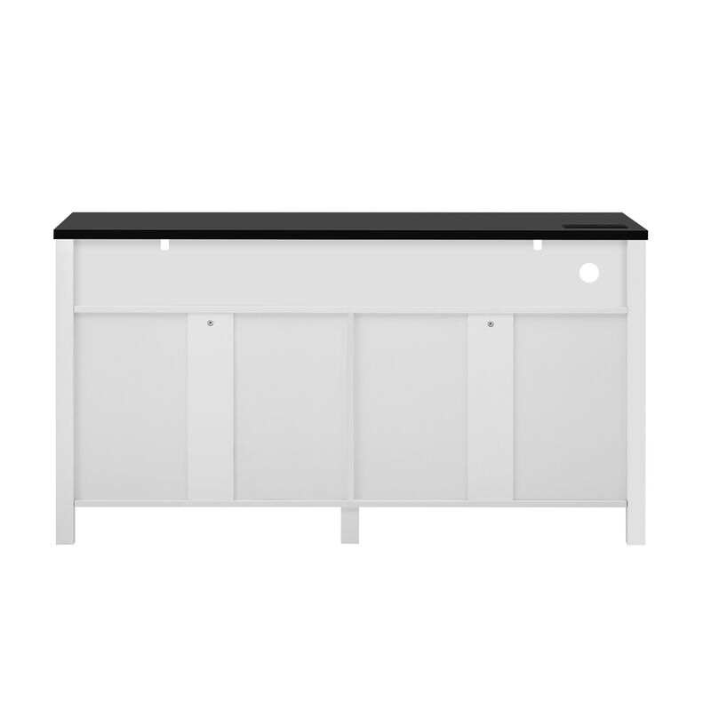 TATEUS Modern Buffet Cabinet with Built-in Charging Station, Aluminum Handles & Half-Open Shelves. image number 8