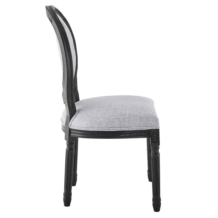 Modway Arise French Vintage Upholstered Fabric Dining Chair in Black Light Gray