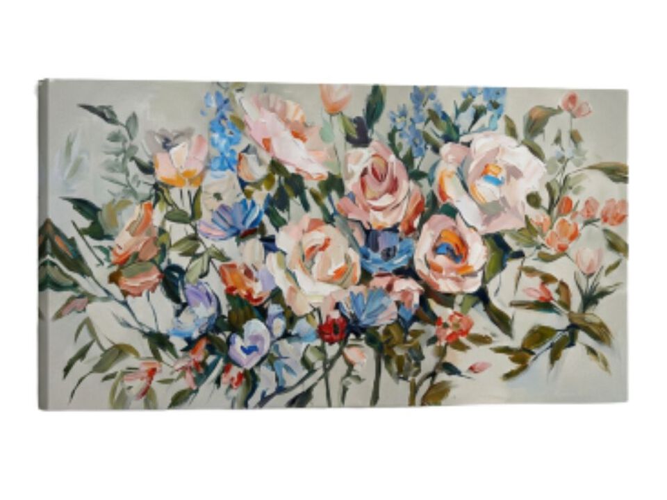 Flowers Wall Art Decor Colorful Framed Contemporary Canvas Living Room Office