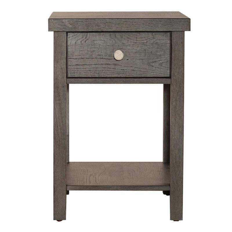 Liberty Furniture Modern Farmhouse Drawer Chair Side Table in Dusty w/ Heavy Distressing image number 2