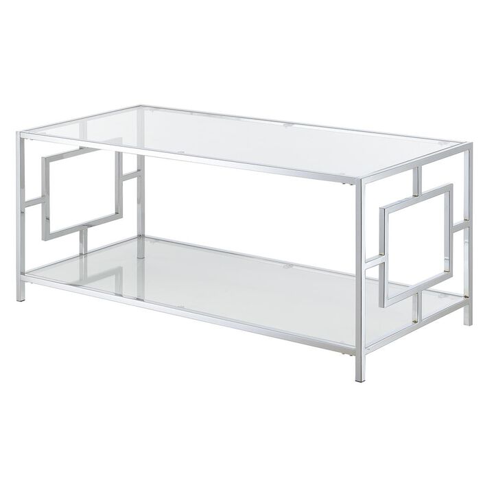 Convenience Concepts  Town Square Coffee Table  Clear Glass Chrome Frame
