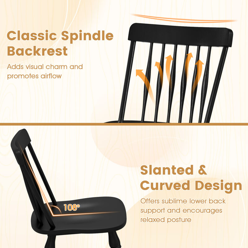 Windsor Dining Chairs Set of 4 with Curved SpindSet of 4 Windsor Dining Chairs with Curved Spindle Backrestsle Back-Natural image number 3