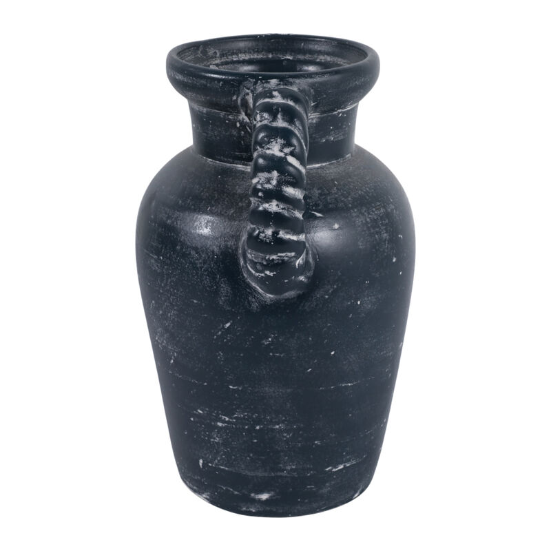 12x9" Twisted Handle Terracotta Vase, Blue image number 2