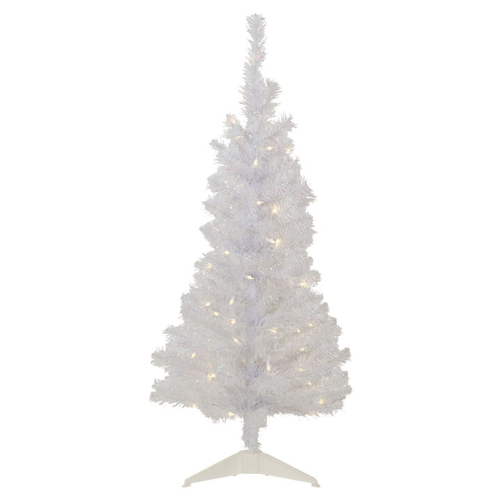 4' Pre-lit Rockport White Pine Artificial Christmas Tree  Clear Lights