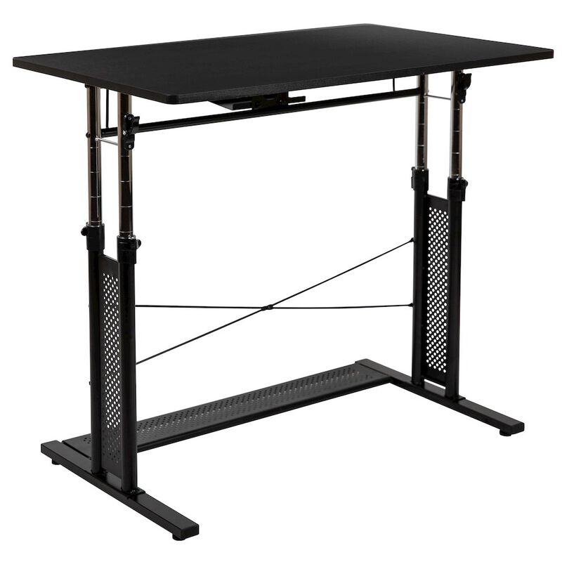 Flash Furniture Height Adjustable (27.25-35.75"H) Sit to Stand Home Office Desk - Black image number 0